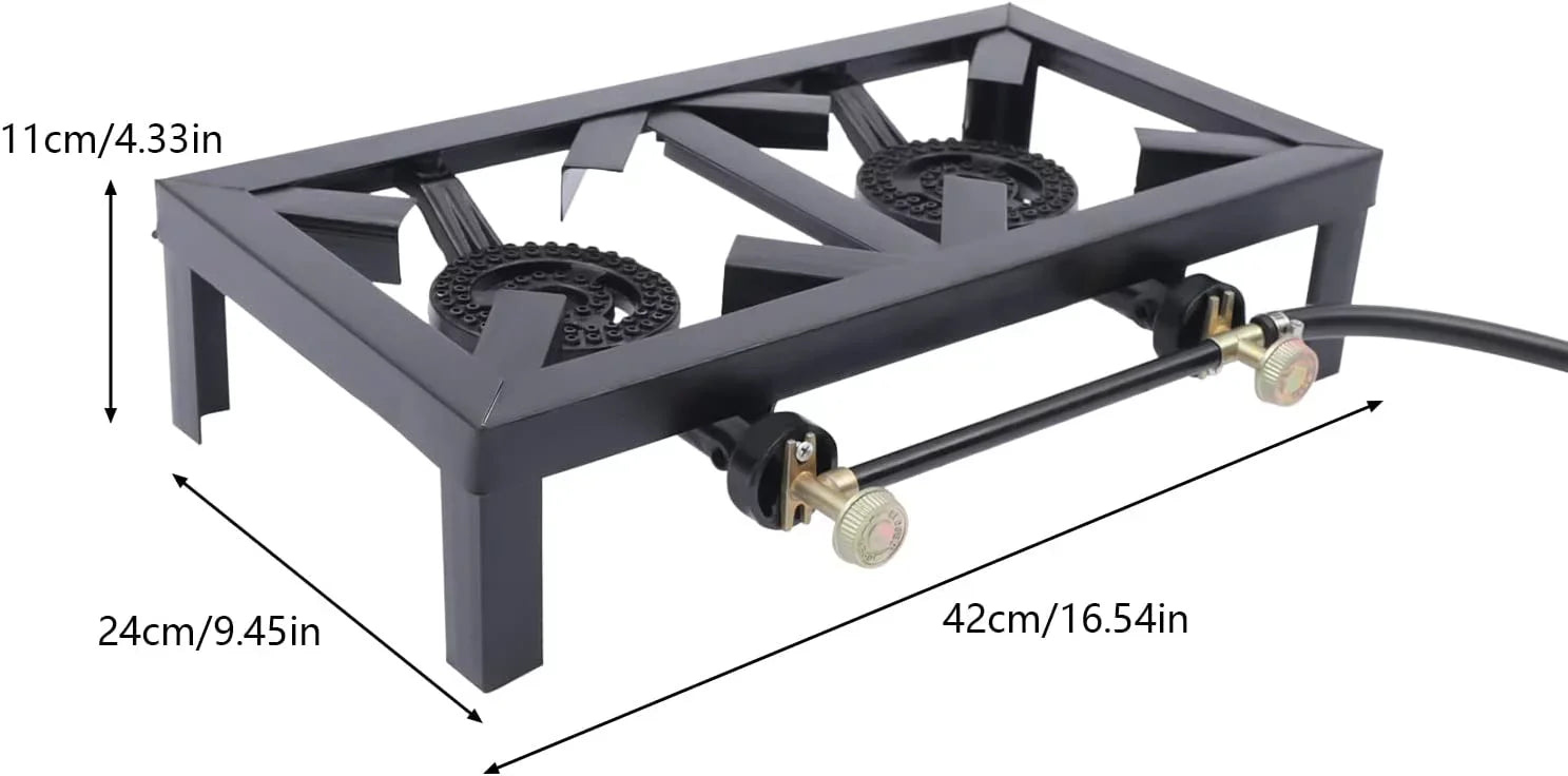 Flkoendmall 8000W Portable 2 Burner Outdoor Gas Stove Propane Cooker for Patio Camping