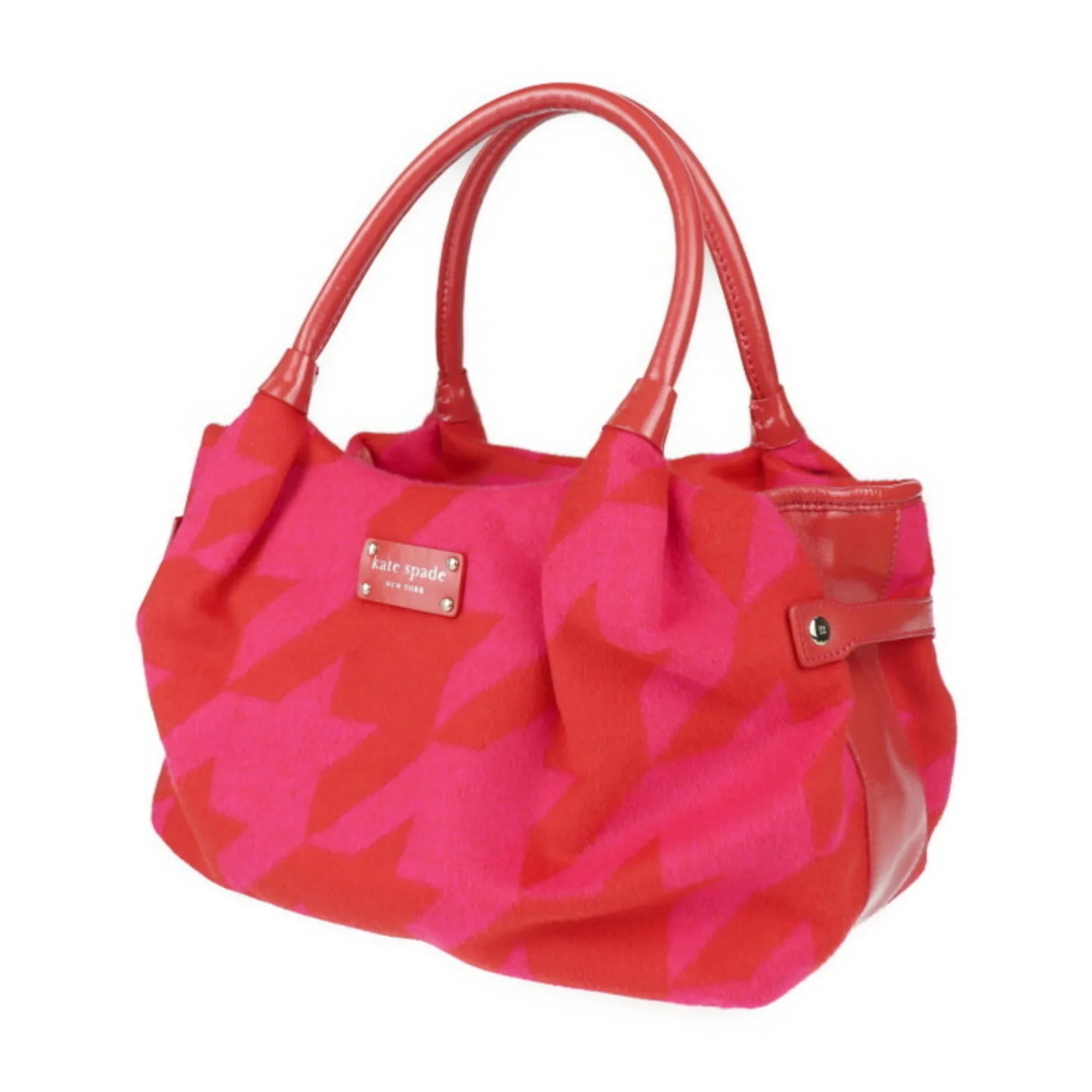 Pre-Owned Kate Spade spade handbag felt leather red pink tote bag (Good)