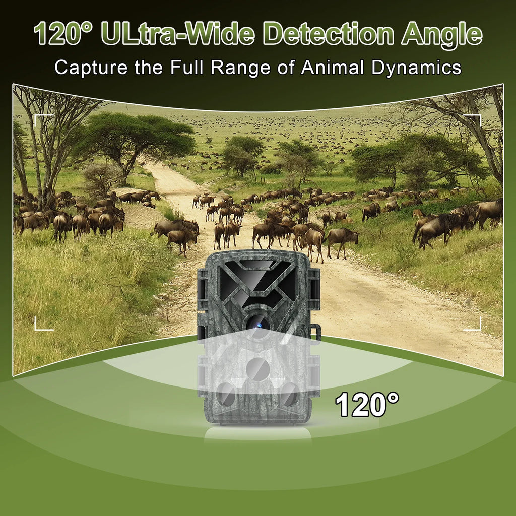 Wifi Trail Camera, 48MP 1080P Trail Cameras with Night Vision Motion Activated Waterproof, 120° Wide Angel 2.0"  Game Camera for Hunting Home Security