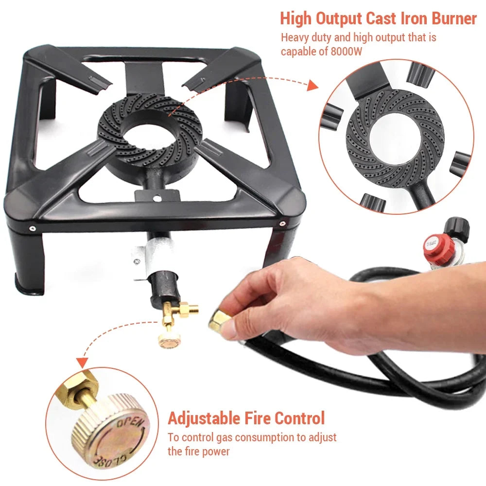 Walmeck Portable Gas Stove , Propane Stove, Cast Iron Camping Stove for Cooking Outdoors