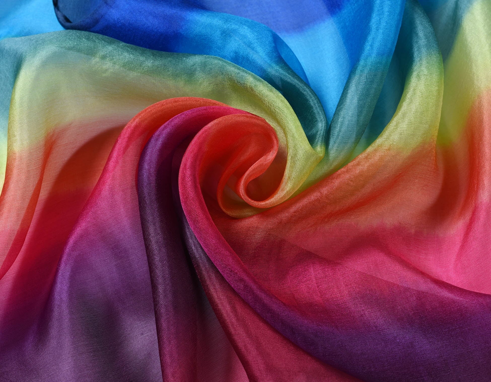 Invisible World Women's 100% Mulberry Silk Scarf Long Hand Painted Rainbow