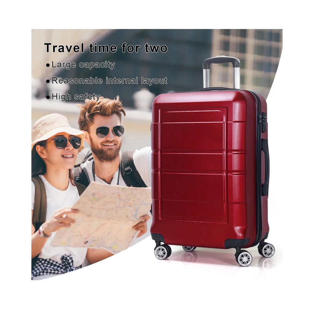 Traveling Luggage, 3pcs Hardside Luggage Set, 20"+24"+28" with  Lock, Red