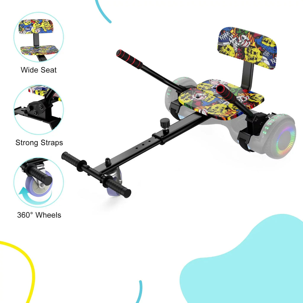 Hoverboard Seat Attachment, Adjustable Hoverboards Accessories, Compatible with 6.5"/ 8"/ 10" Hoverboards for Kids, Graffiti