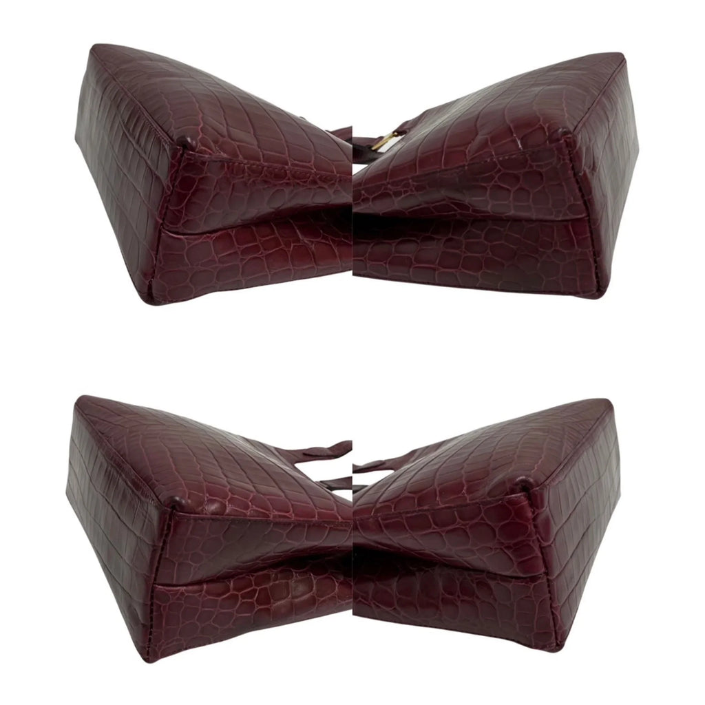 Pre-Owned Salvatore Ferragamo Logo Rose Hardware Leather 2way Handbag Shoulder Bag Wine Red (Good)