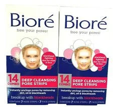Biore Combo Pack Deep Cleansing Pore Strips Face/Nose 14 ea (Pack of 2)
