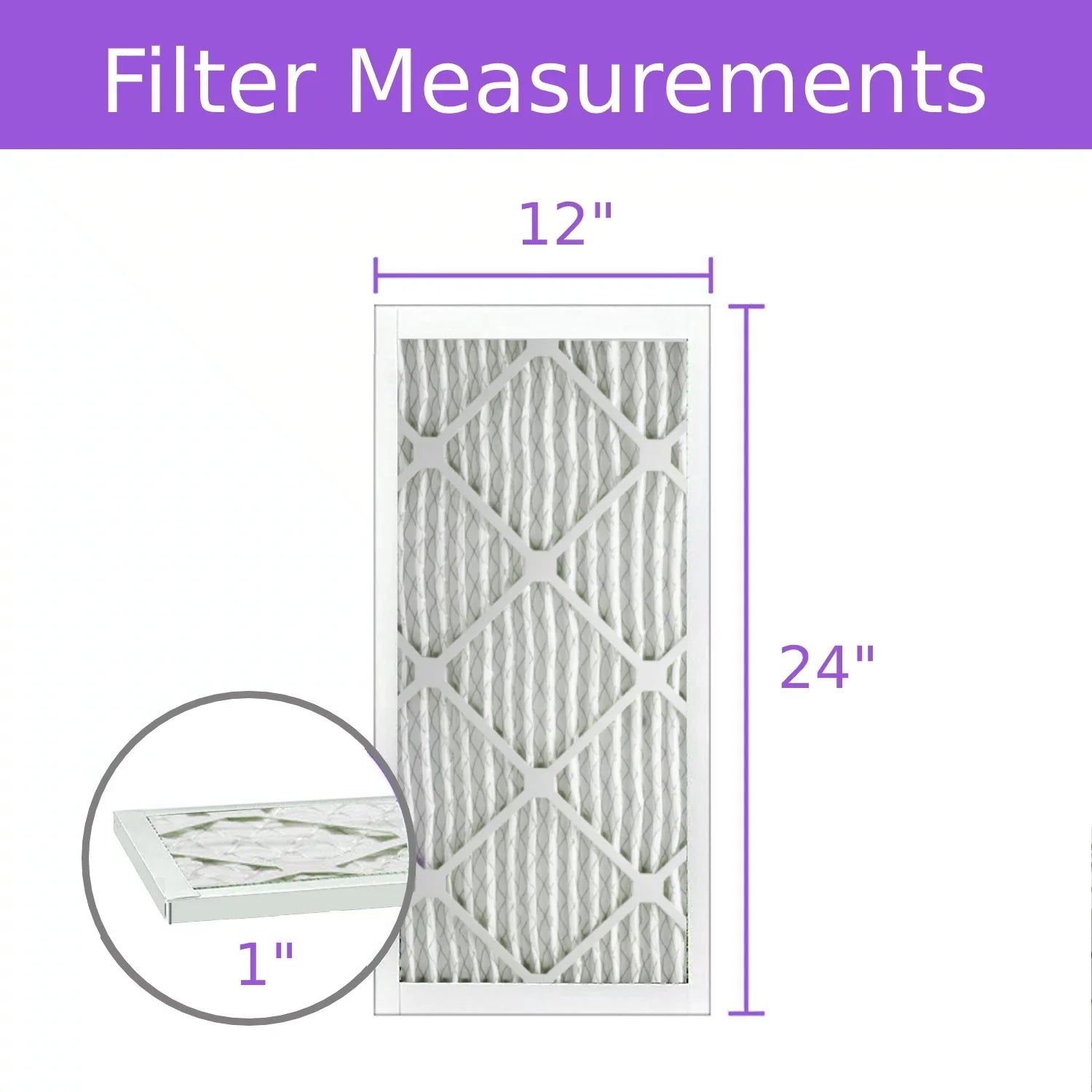 12x24x1, Purolator  Extended Surface Pleated Air Filter, Mechanical  8, (6 Pack)