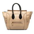Pre-Owned Authenticated Celine Mini Bicolor Luggage Tote Calf Leather Brown Tote Bag Unisex (Good)