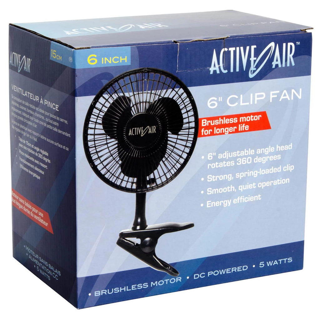 Active Air  6in Clip-On 5W Brushless Motor Hydroponic Grow Fan for Gardens