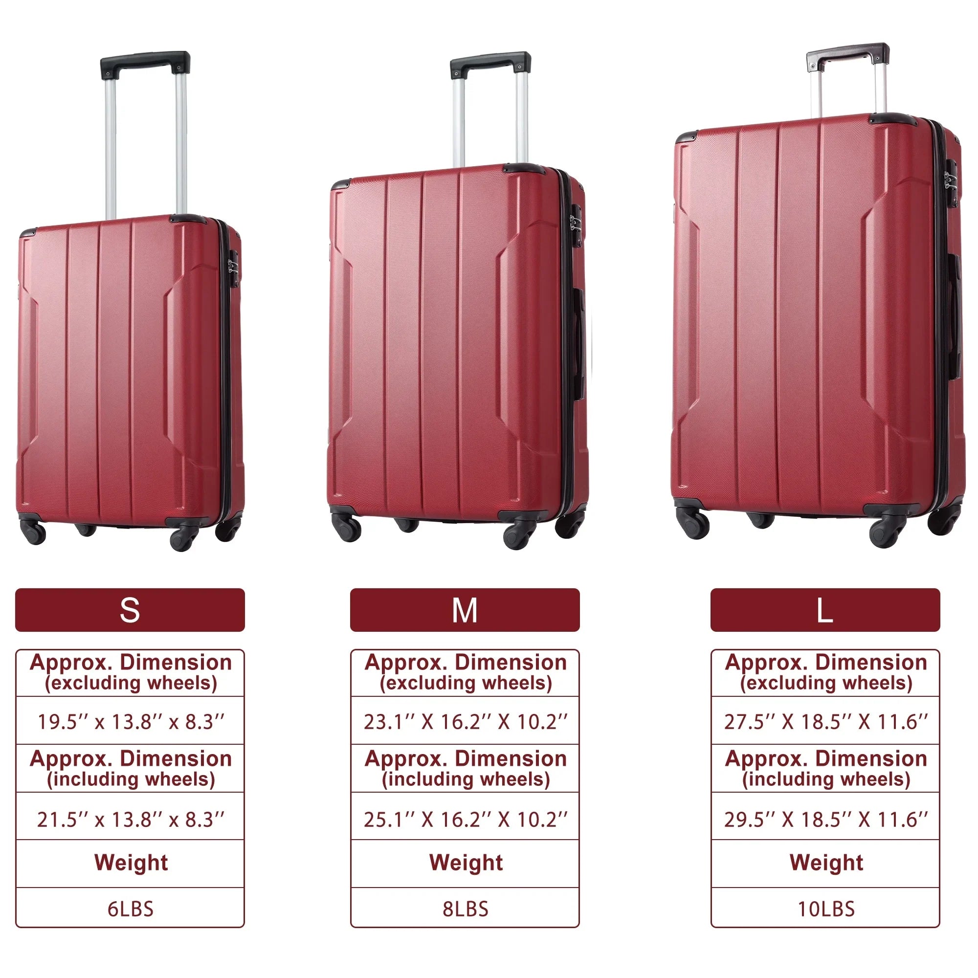 Luggage Suitcase  with  Lock Spinner and Adjustable Handle Carry on Expansion Hardshell Lightweight 20in, Airline Approved