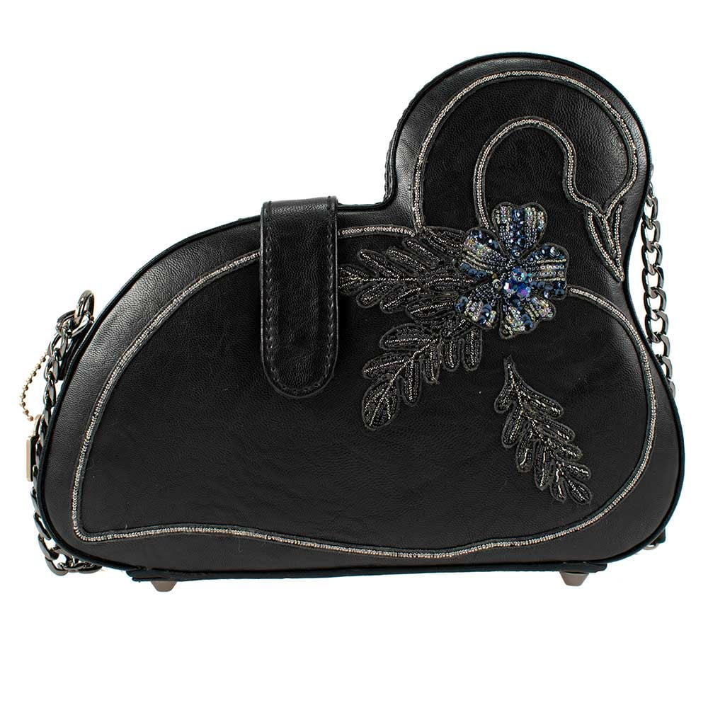 Mary Frances Swanky Swan Black Swanky Swan Crossbody Handbag New