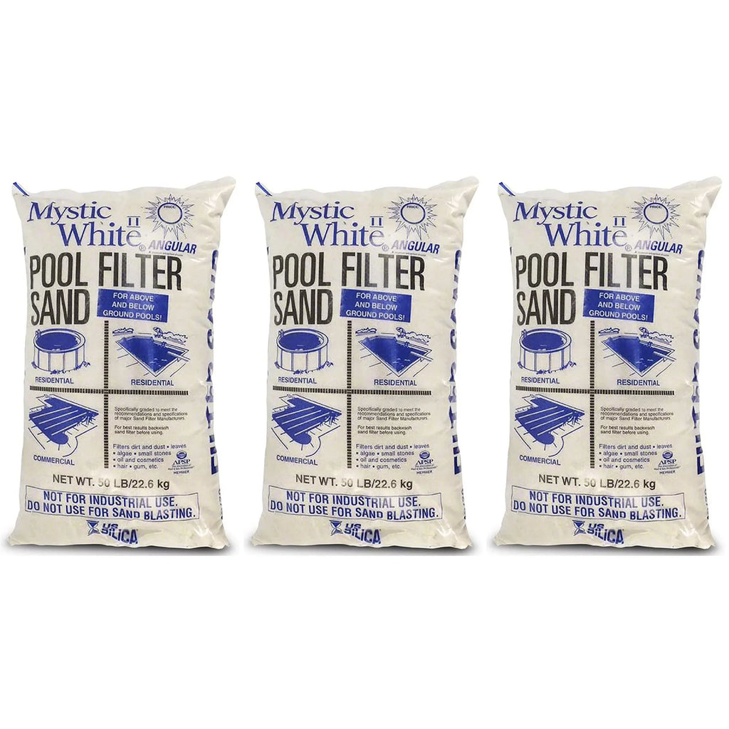 .. Silica 50lbs Mystic White  Swimming Pool Filter Sand, White (3 Pack)