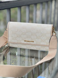 Michael Kors Jet Set  Zip Around Wallet Crossbody Bag  Gold Glitter Natural