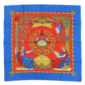 Pre-Owned Hermes Carre 90 Scarf Silk Blue Red Pattern Commemorating the French Revolution (Like New)