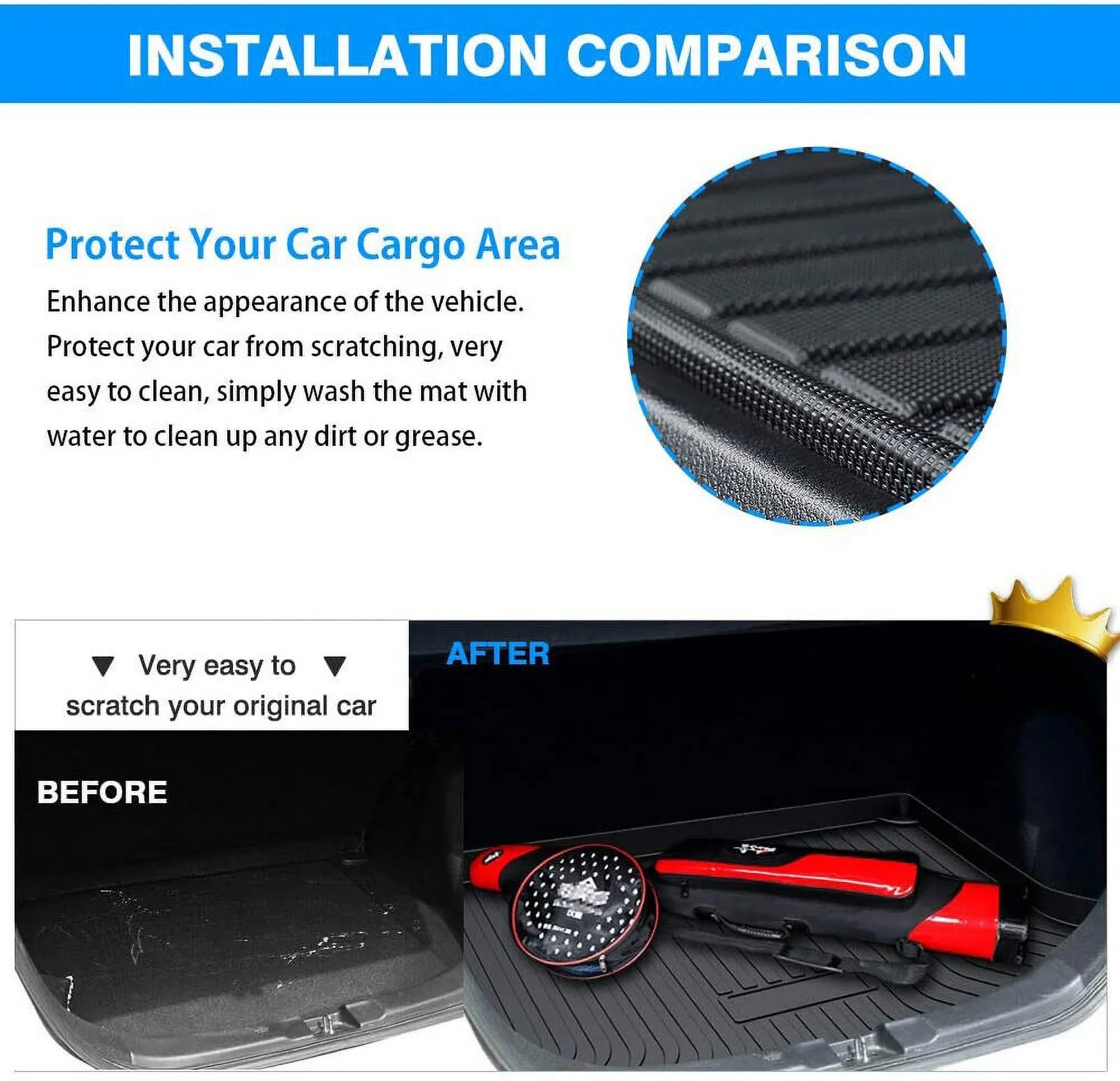 Easy to Clean for 2011-2021 Jeep Grand Cherokee  Rear Cargo Trunk Mats Liner