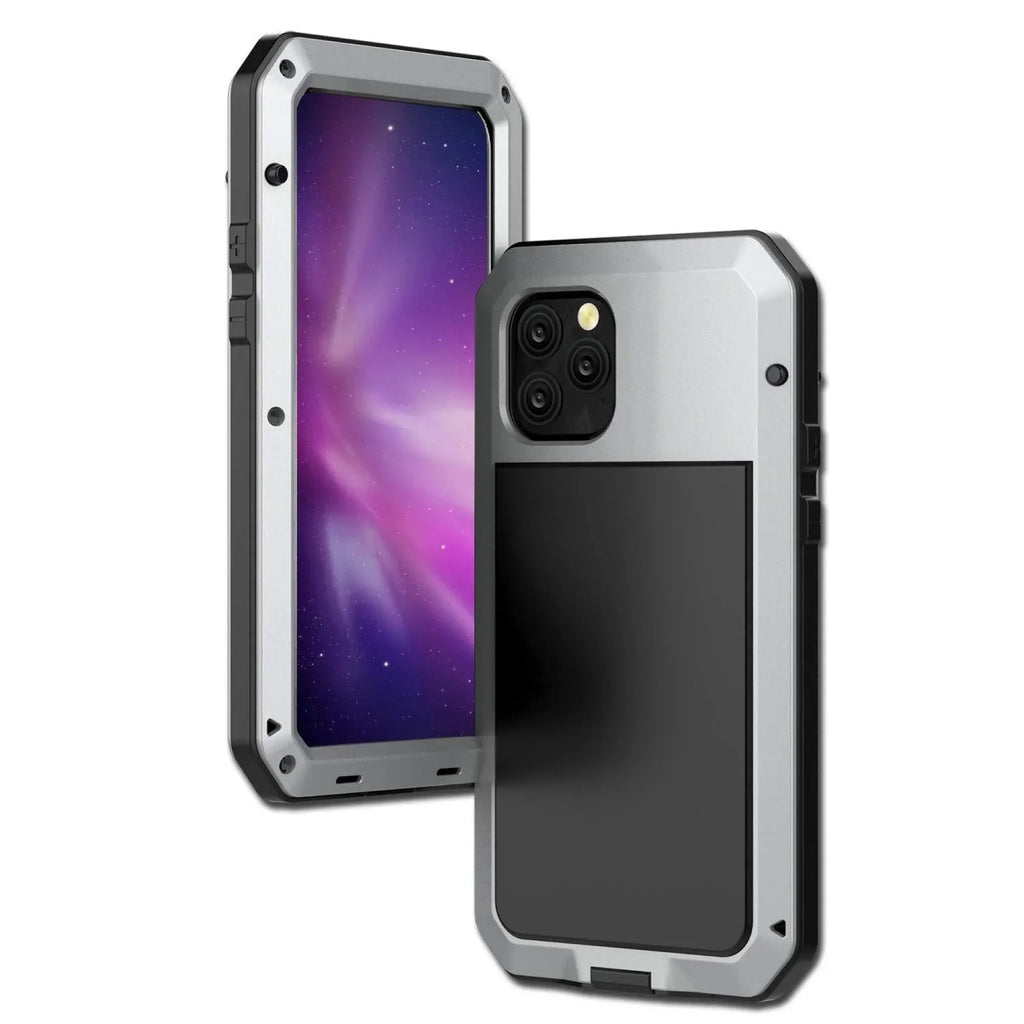 Gorilla Glass Aluminum Metal iPhone 13 Case (Silver) Heavy Duty Military Grade Shockproof and Scratch Resistant Protection, Rugged Outdoor Travel
