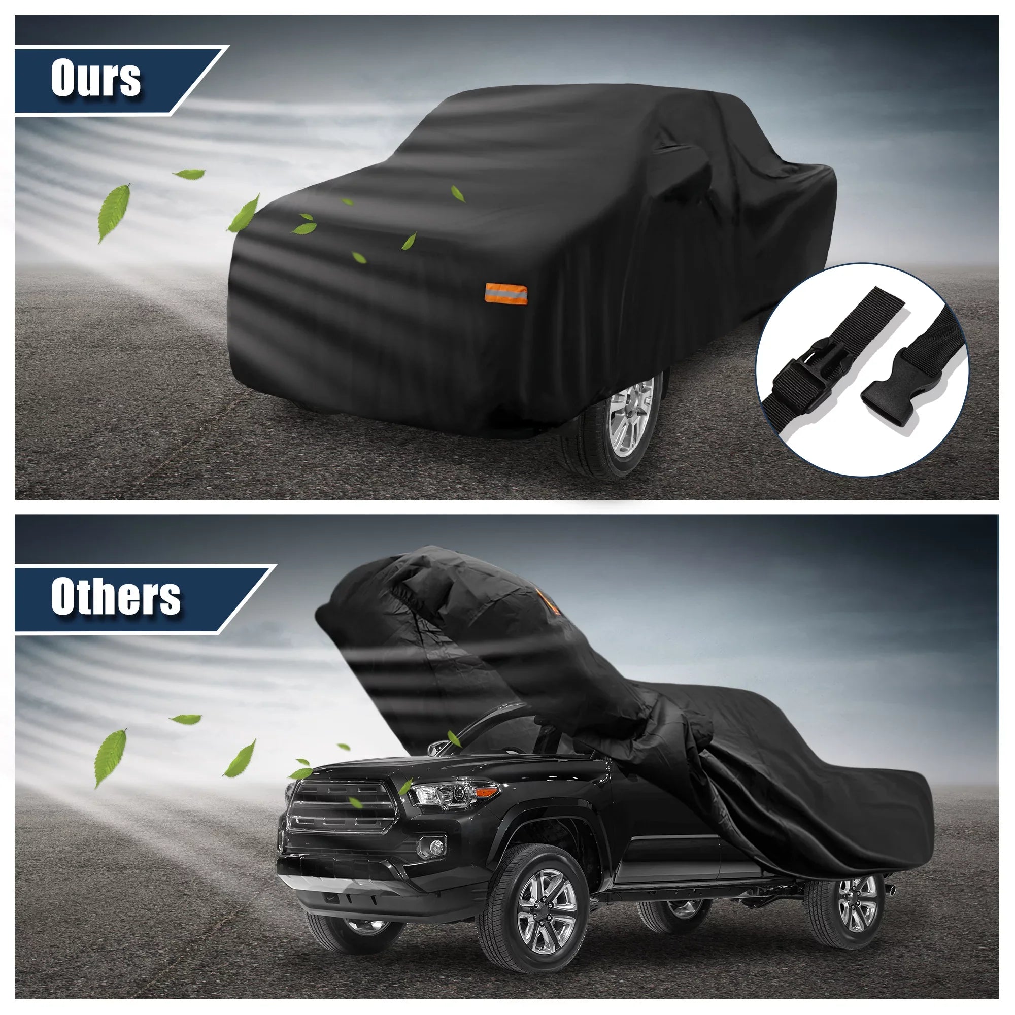 Black Pickup Truck Cover for Toyota Tacoma Extended Cab Crew Cab 4-Door 05-2021