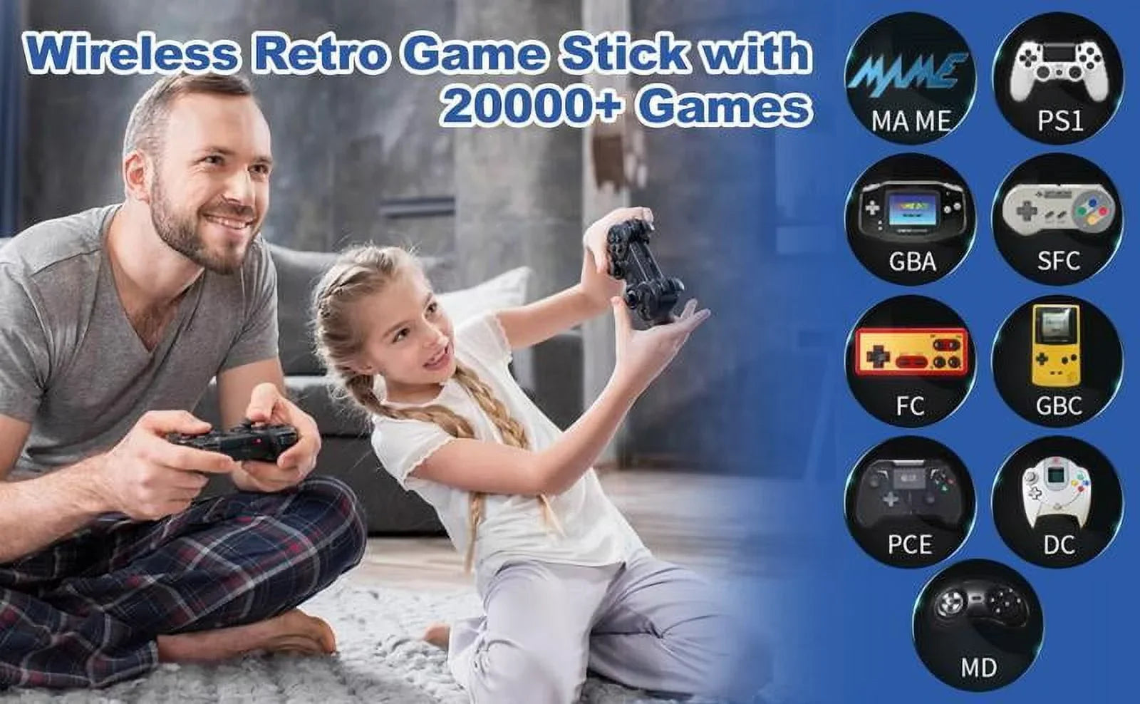 20,000+ Games Wireless Retro Game,4K  Output Retro Video Game Console - Plug and PlayVideo Games, Retro Game Stick 4K Game Stick, Built in 64G Cards playstation5 ps5controller
