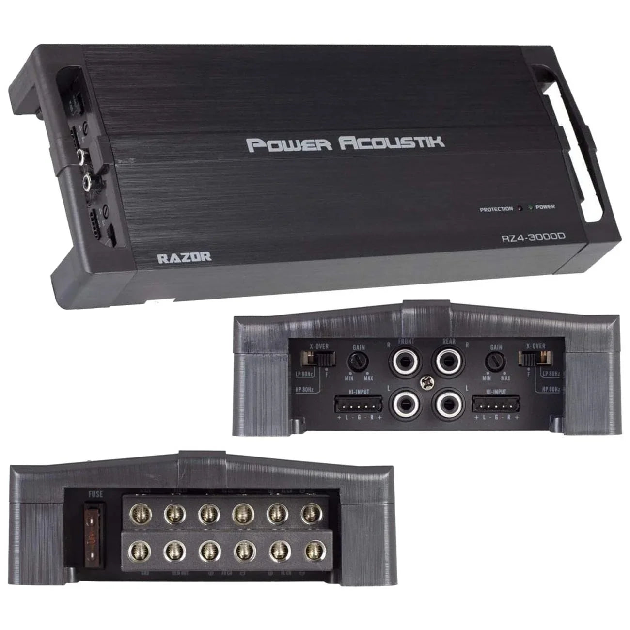 Power Acoustik  3000D Razor Series Class  Full-Range and Monoblock Amp 4 Channels 3000 Watts Max