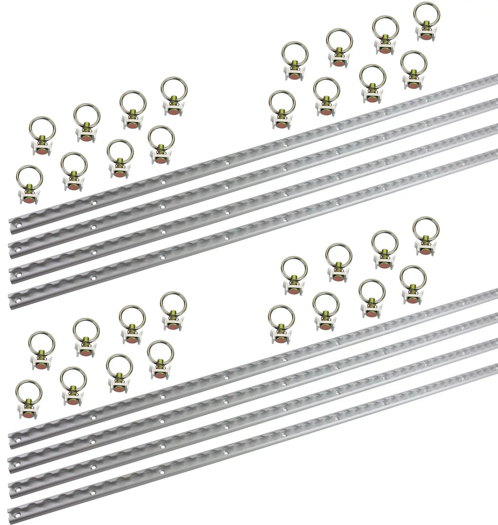 Heavy Duty Aluminum 4ft -Track (8 Pcs) w/ -Track Stud Stainless Steel Ring (32 Pcs) Tie Down System for Enclosed Trailers and Cargo Vans
