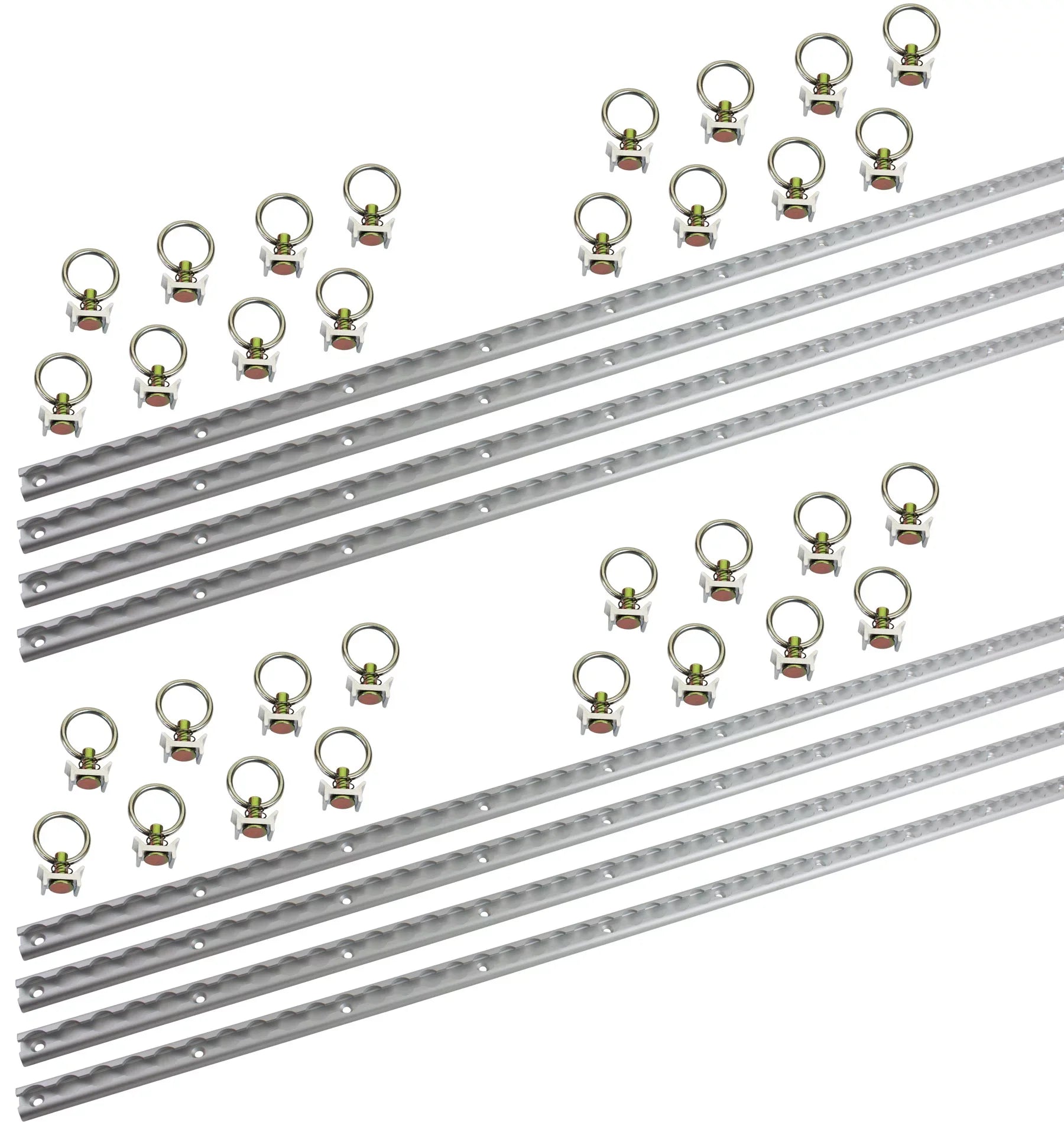 Heavy Duty Aluminum 4ft -Track (8 Pcs) w/ -Track Stud Stainless Steel Ring (32 Pcs) Tie Down System for Enclosed Trailers and Cargo Vans