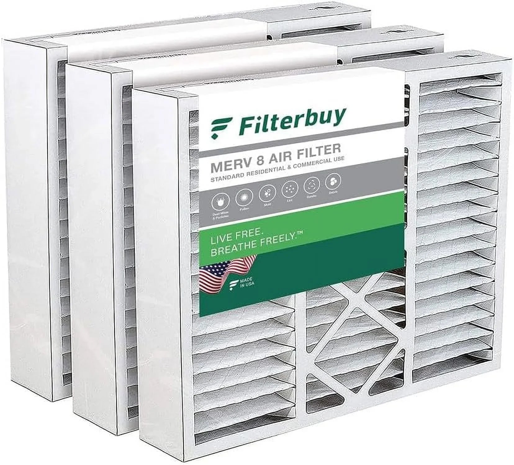 Filterbuy 20x20x5  8 Pleated   Furnace Air Filters for Honeywell  and Lennox  (3-Pack)