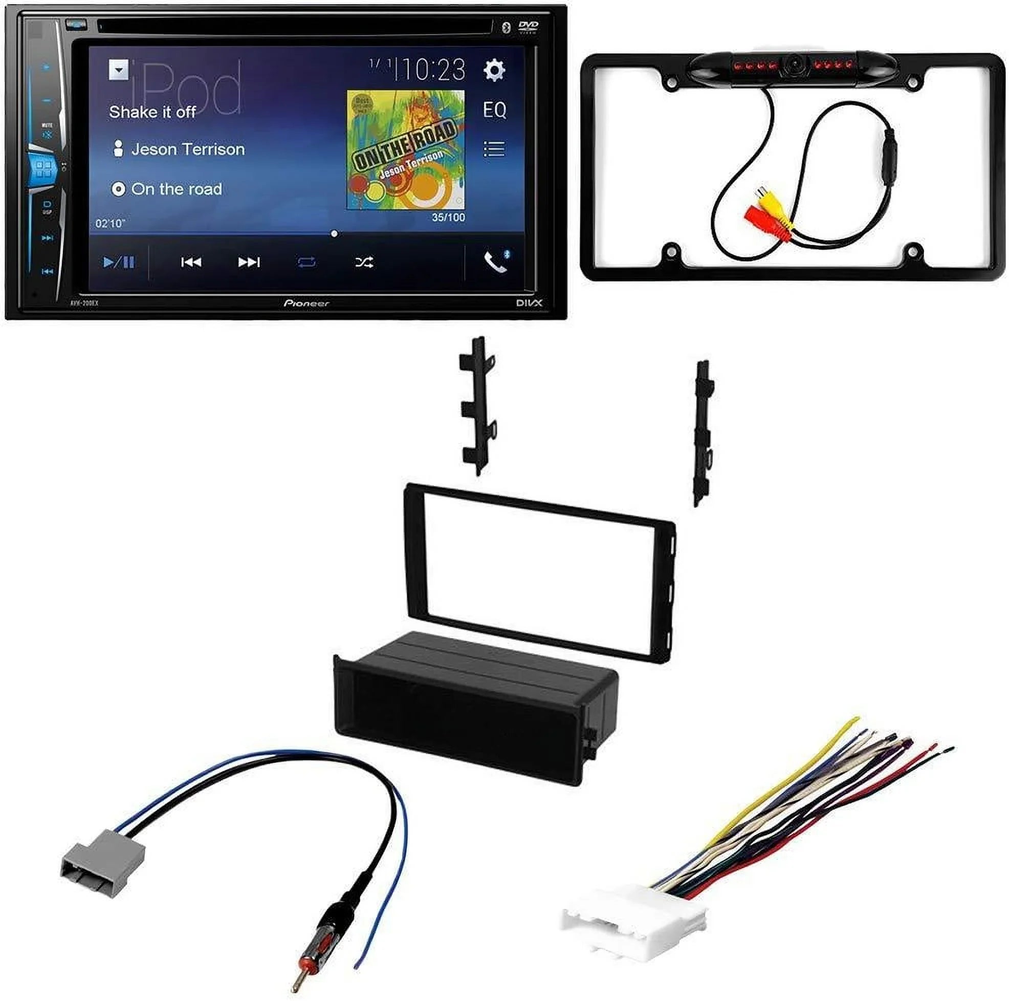 Bundle with Pioneer Multimedia  Car Stereo and Installation Kit - for 2014-2015 Nissan Rouge w/Base Radio / Bluetooth Touchscreen, Backup Camera, 2 Din Dash Kit