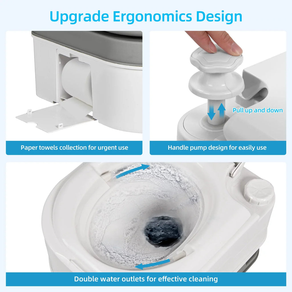 Portable Toilet, 6.34 Gallon Camping  Porta Potty , Outdoor  Toilet with Level Indicator, Rotating Spout