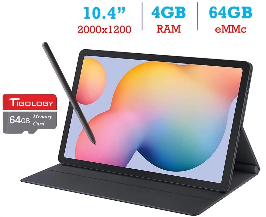 Samsung Galaxy Tab  Lite 10.4'' Touchscreen (2000x1200) WiFi Tablet, 4GB , 64GB , Android 10 w/ Pen, Cover & Tigology 64GB Memory Card