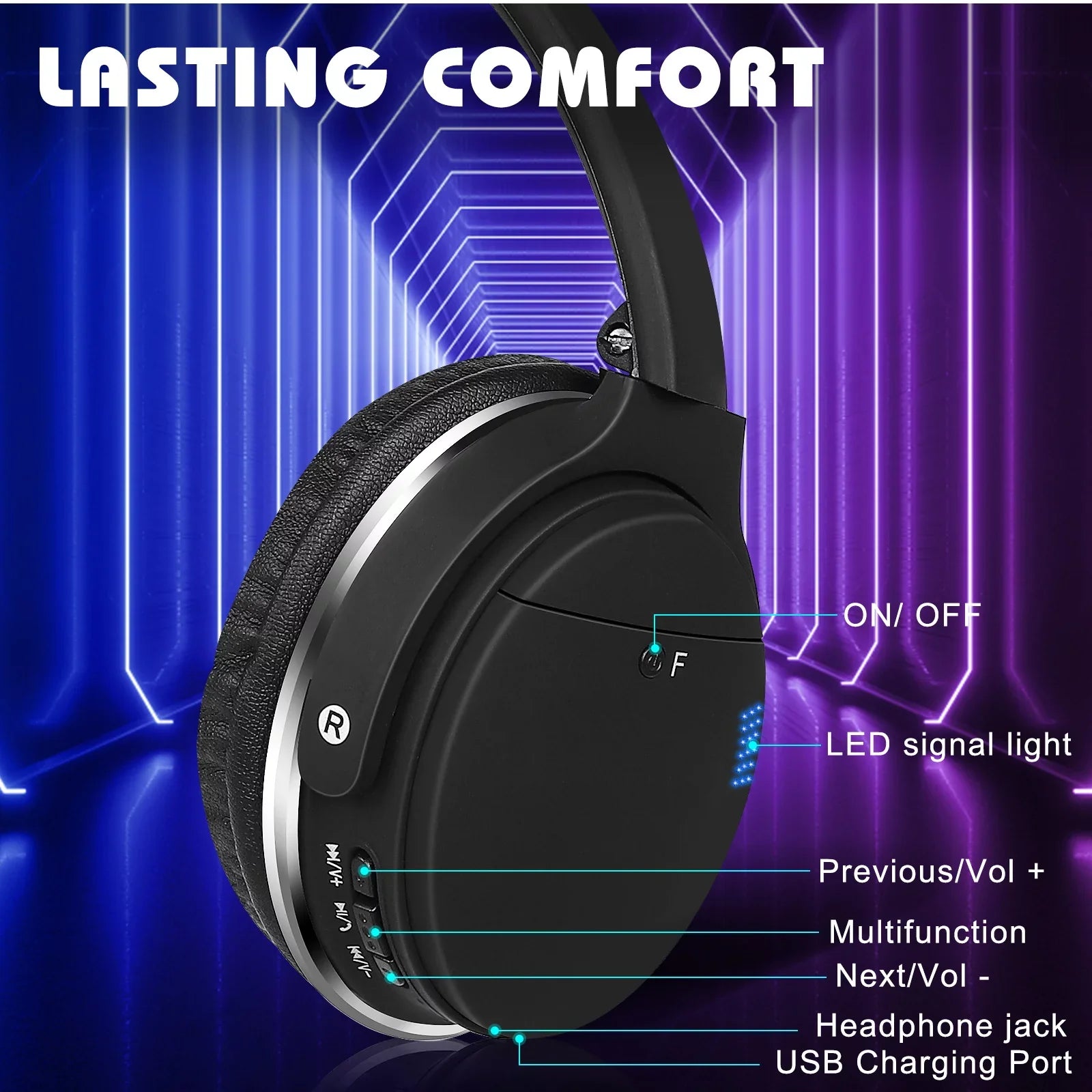 UrbanX  Wireless Bluetooth Stereo Earphones with High Resolution Audio, Deep Bass, Superior Comfort Over The Ear Headphones with Mic for Xiaomi Mi Mix 2 Phone Call Support