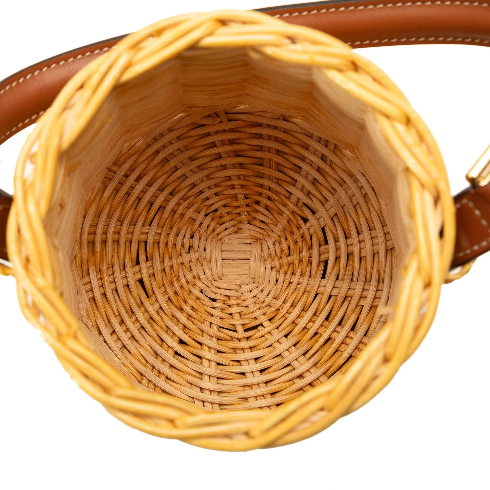 Pre-Owned Authenticated Celine Micro Wicker Bucket Bag Rattan Natural Material Brown DrawstringBag Unisex (Good)