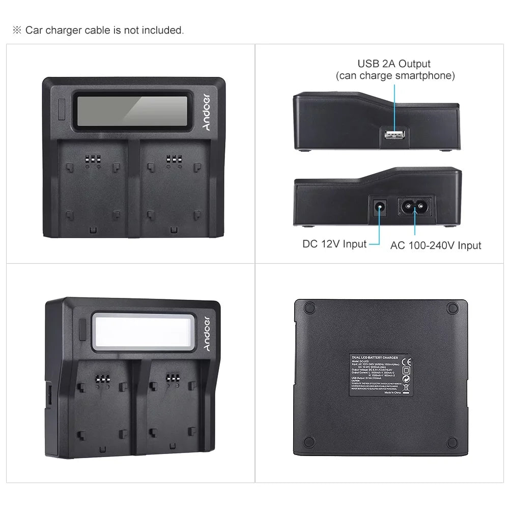 Andoer - Dual Channel  Battery Replacement for