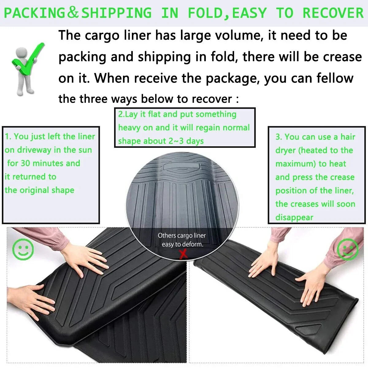 Easy to Clean for 2011-2021 Jeep Grand Cherokee  Rear Cargo Trunk Mats Liner