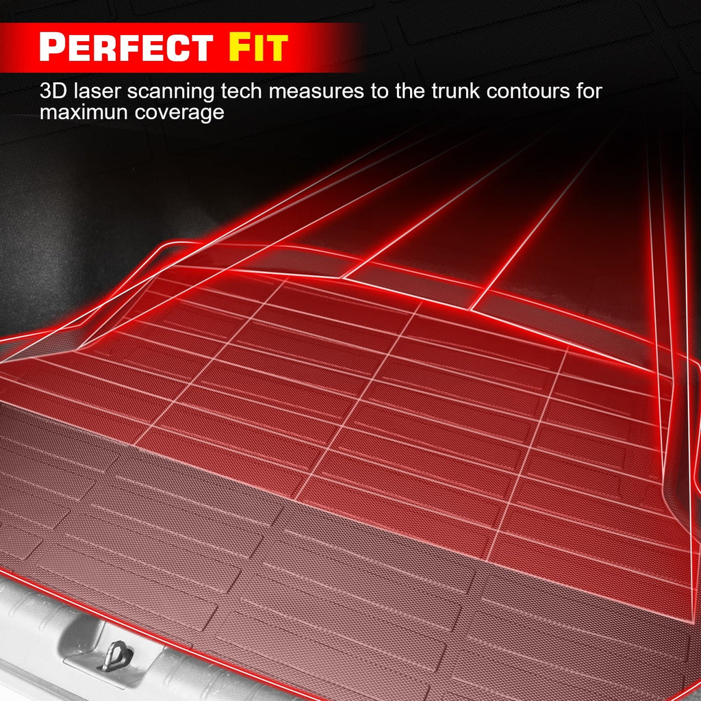 Ikon Motorsports Truck Bed Mat Compatible With 2019-2024 Ford Ranger Super Crew Cab 5Ft Short Bed, Black Rear Storage Floor Liner  Cargo Guard All Weather 3D Heavy Duty Trunk Flooring Protector