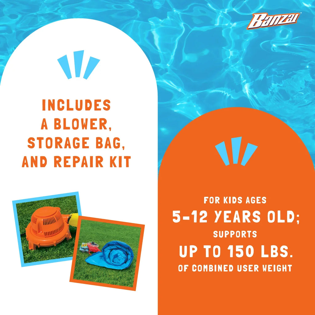 Banzai Surf Rider Kids Inflatable Outdoor Lagoon Water Slide Splash Park