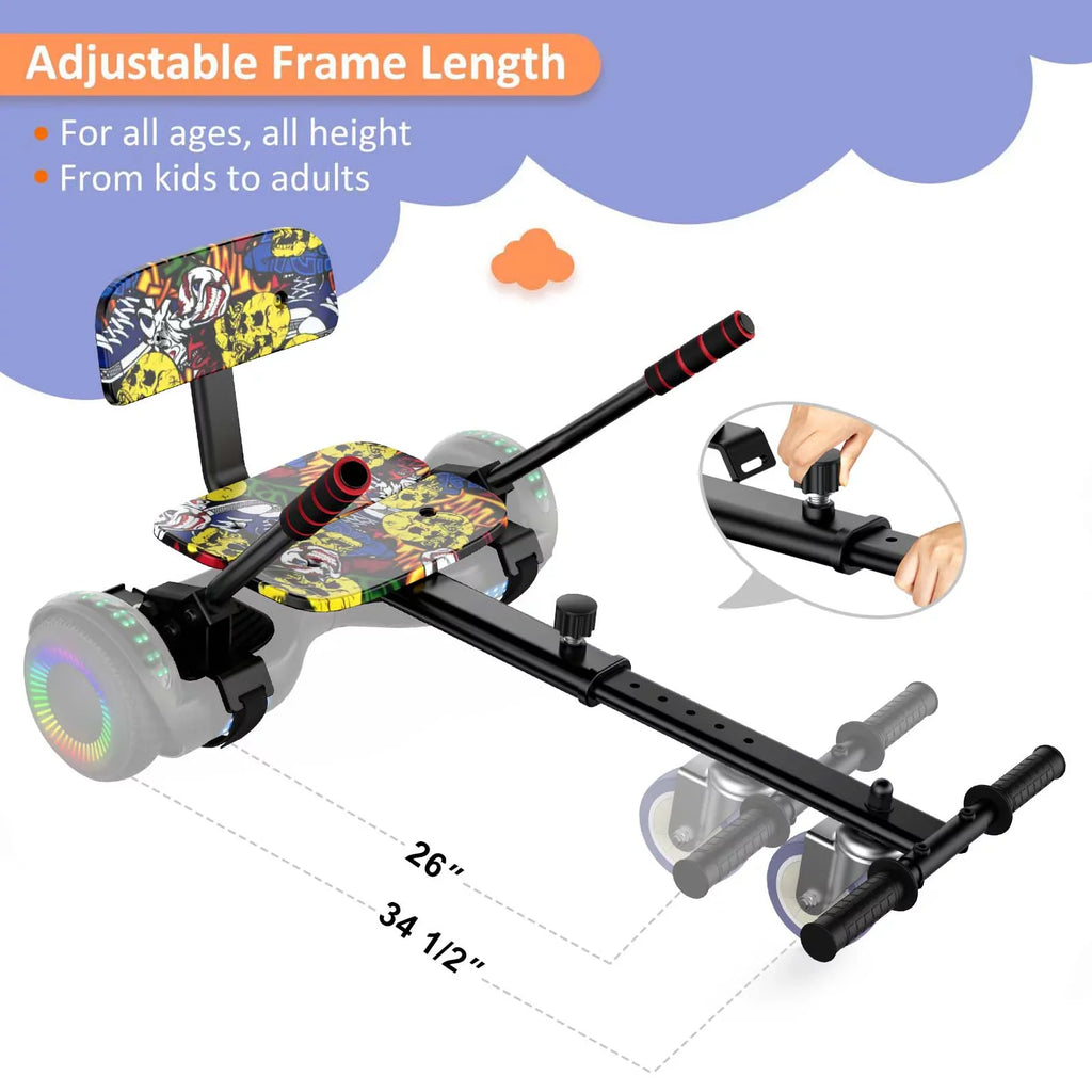 Hoverboard Seat Attachment, Adjustable Hoverboards Accessories, Compatible with 6.5"/ 8"/ 10" Hoverboards for Kids, Graffiti