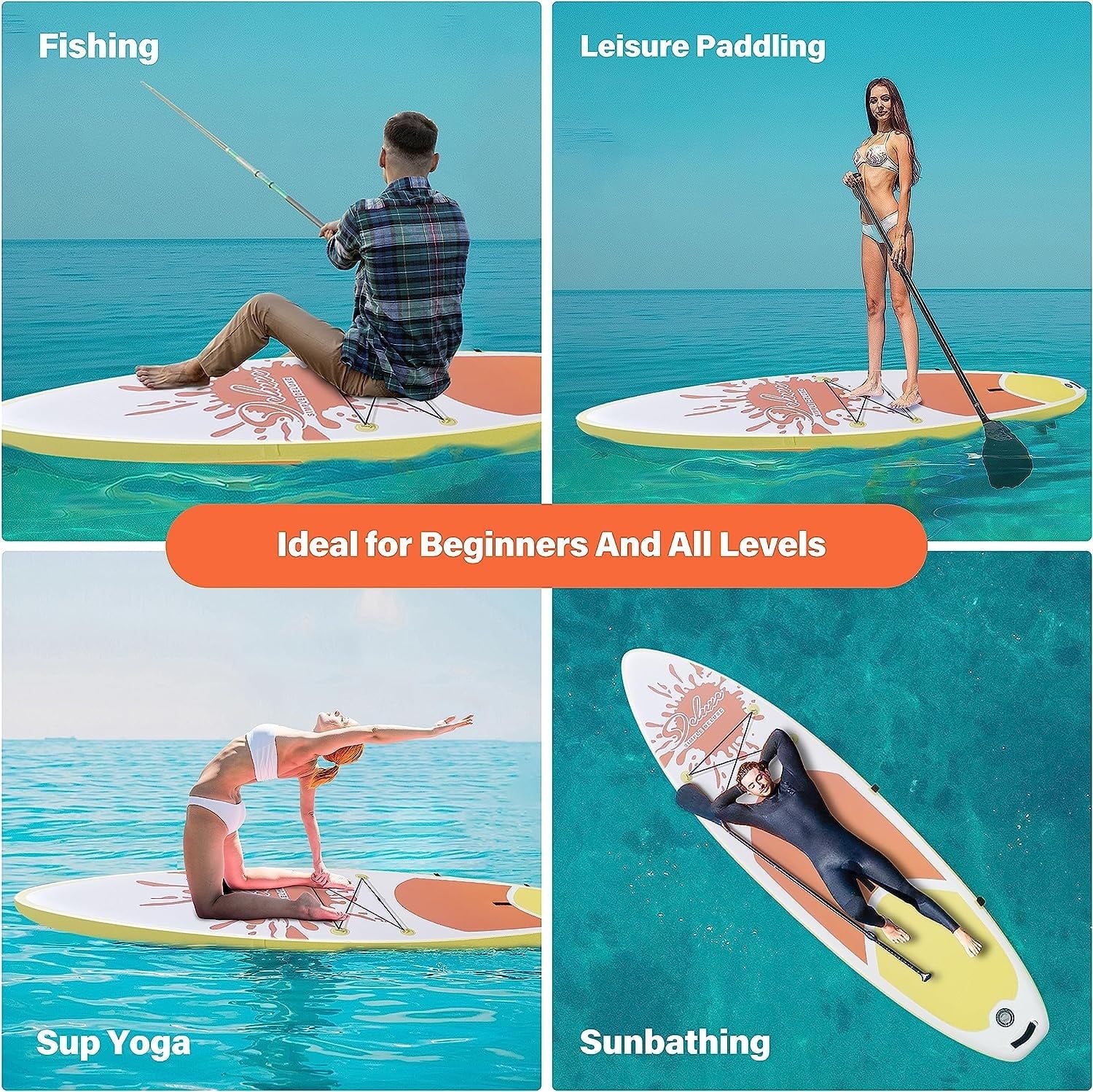 Inflatable Stand Up Paddle Board Simple Deluxe Premium  for All Skill Levels, Orange for Adults & Youth, Blow Up with Accessories & Backpack, Surf Control
