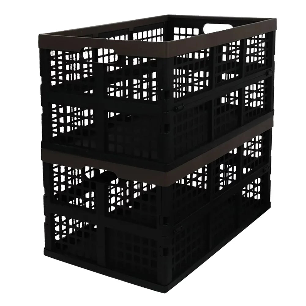 Morcte 42  Plastic Collapsible Storage Crates, Stacking Folding Storage Basket, 3-Pack