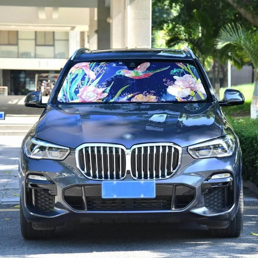 Bestwell Hummingbird Flower Front Windshield Sun Shade Folding Sun Shield Shade,Blocks  Ray to Keep Your Vehicle Cool Sun Visor Protector for Fits Car  Truck,55 x 27.6 Inch