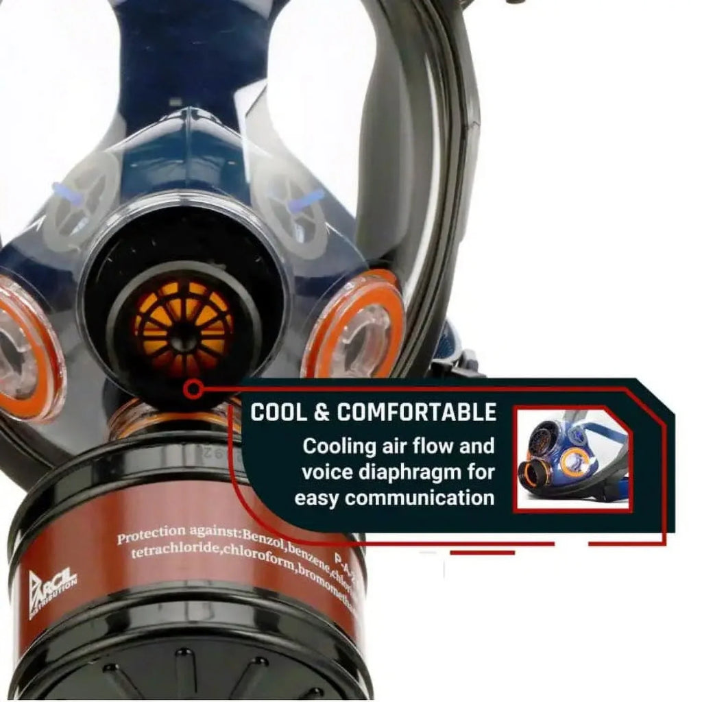 '-100X Full Face Survival Respirator Gas Mask with Organic Vapor and Particulate Filtration