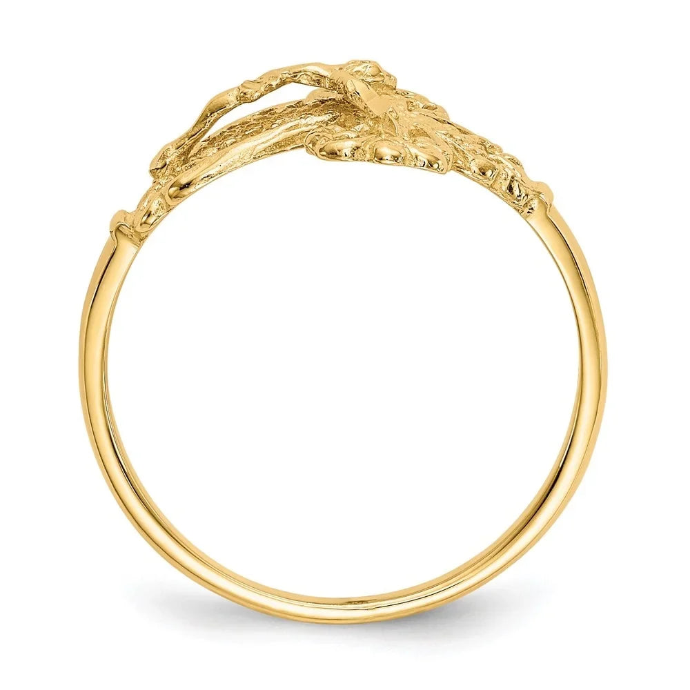 Auriga Fine Jewelry 10K Yellow Gold Diamond-cut Crucifix Cross Ring for Women Size 6