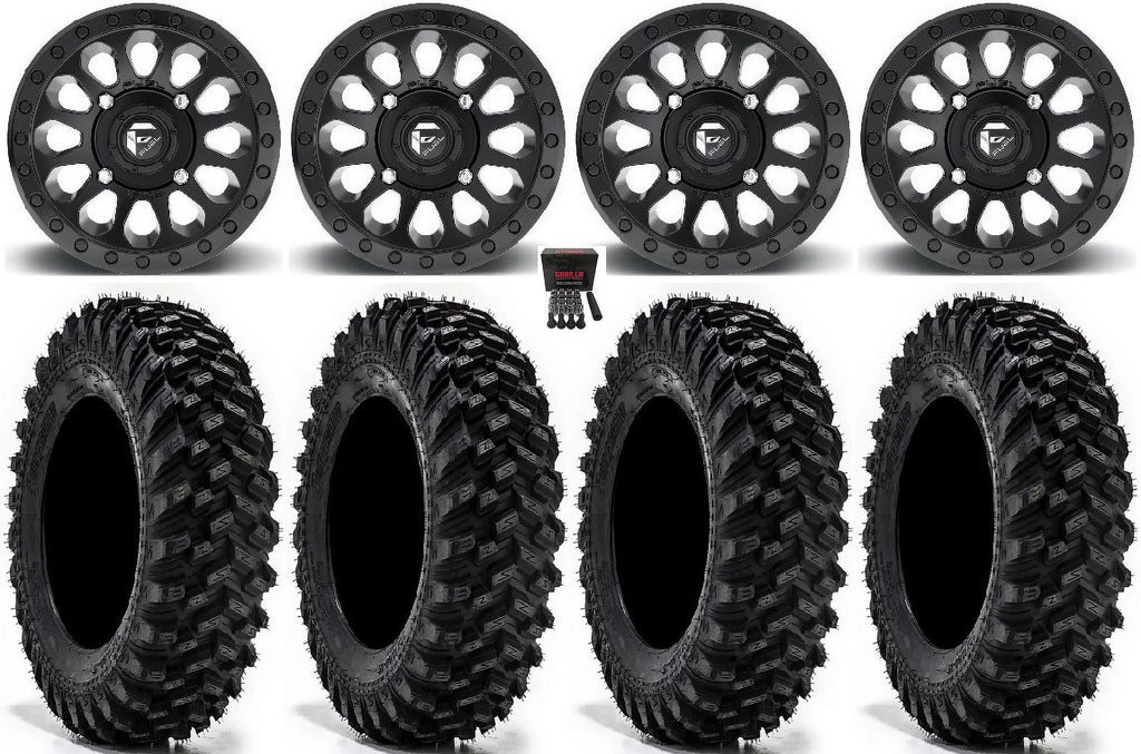 Fuel Vector 14" Wheels Black 30" Warrior  Tires Kawasaki Mule Pro