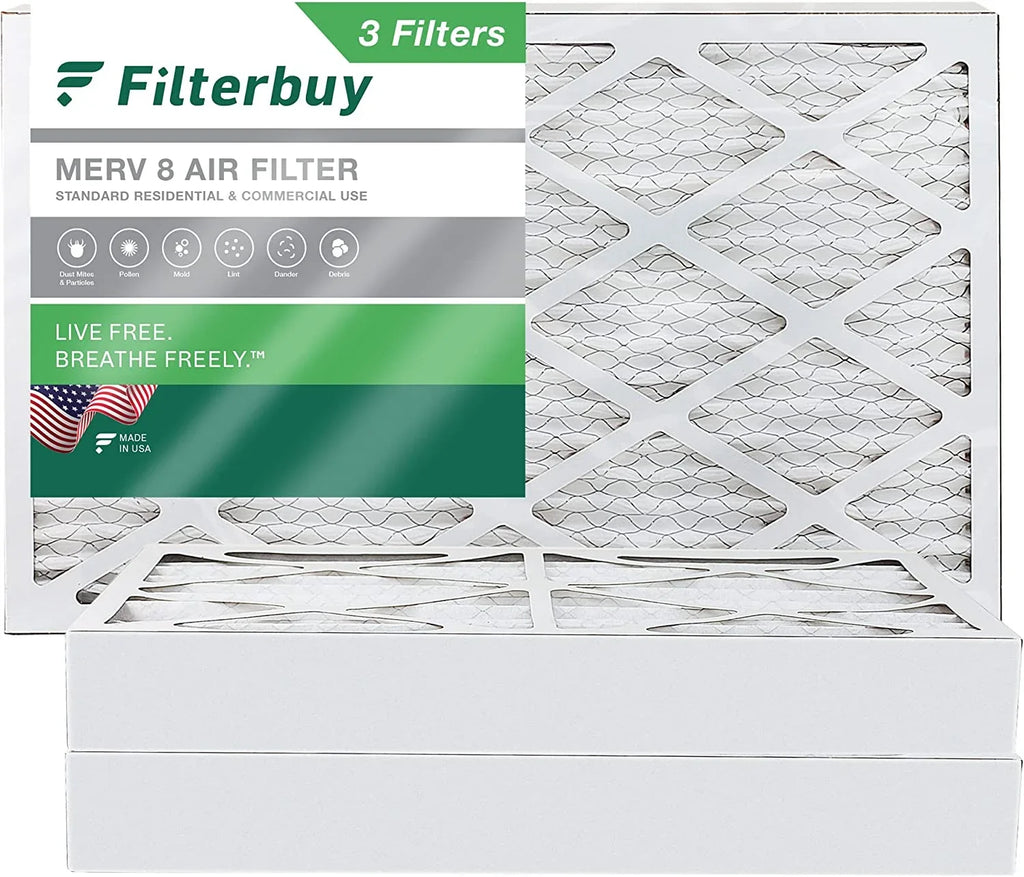 Filterbuy 12x24x4  8 Pleated   Furnace Air Filters (3-Pack)