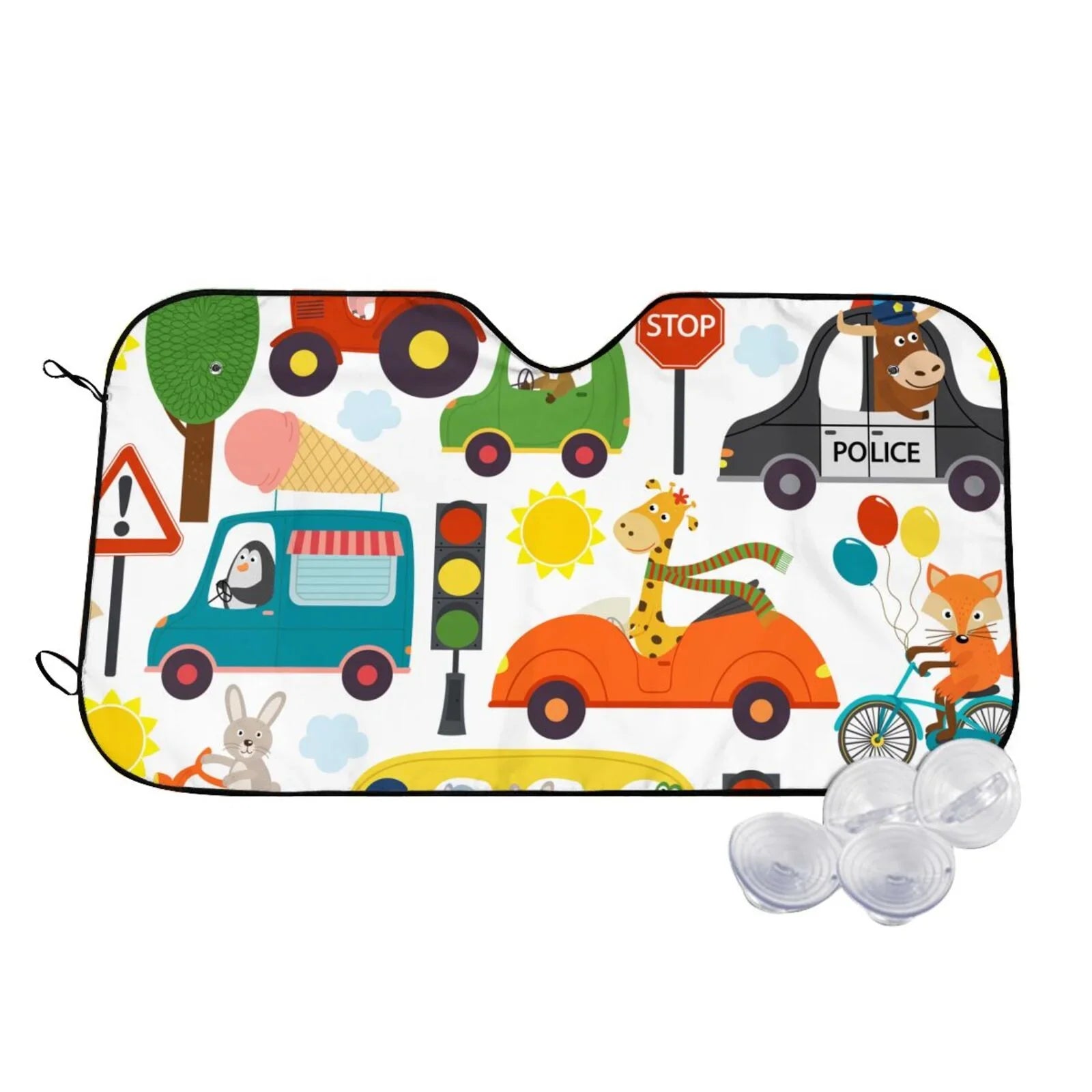 Balery Transports With Animals Windshield Sun Shade, Car Front Window Sunshade Cover ,Automotive Interior Portected Blocks Uv Rays For Car Pickup Truck Suv Accessories- Small