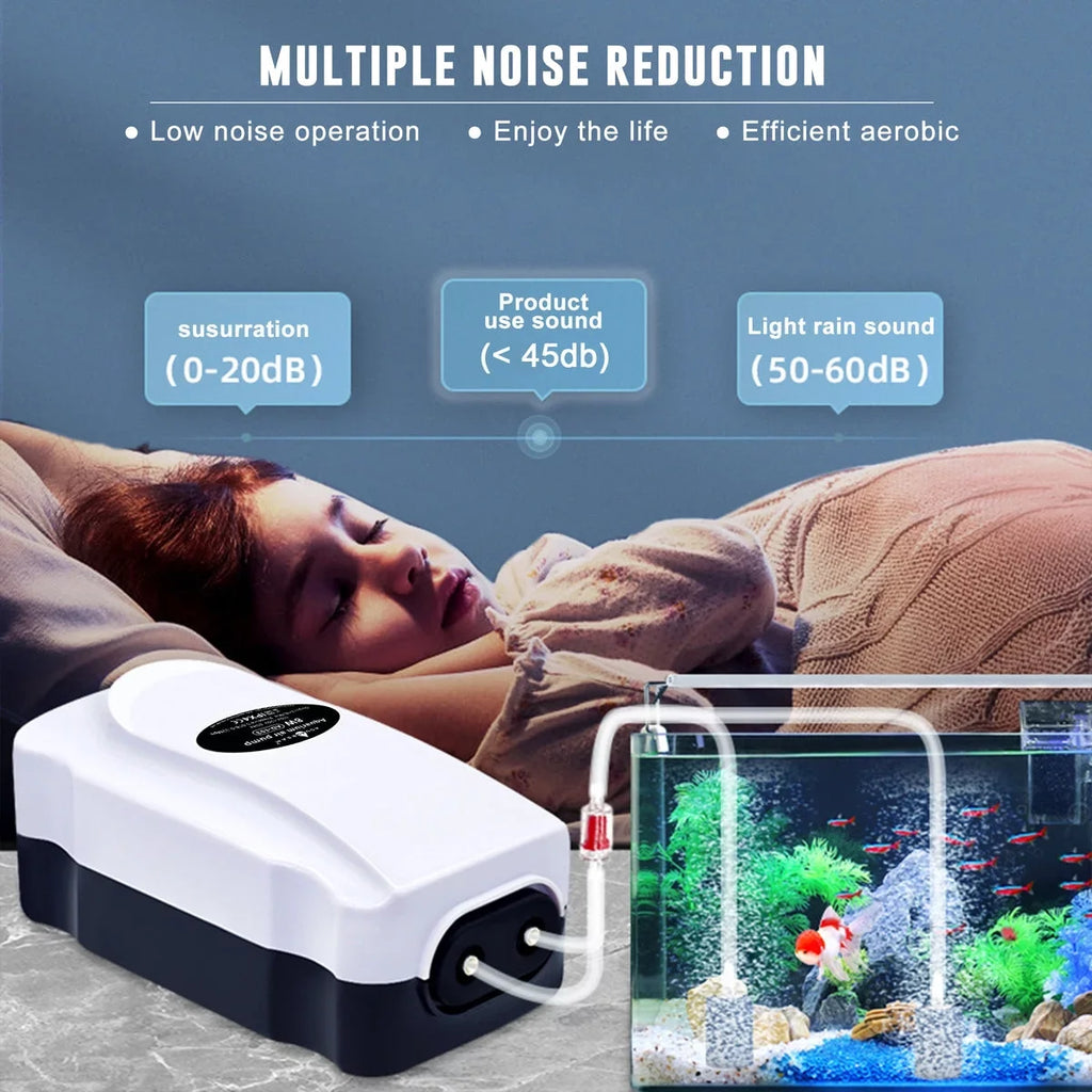 Quiet Air Pump Output 2X 75GPH Oxygen Aerator Pump for 30 - 120 Gallons Fish Tank, Oxygen Adjustment
