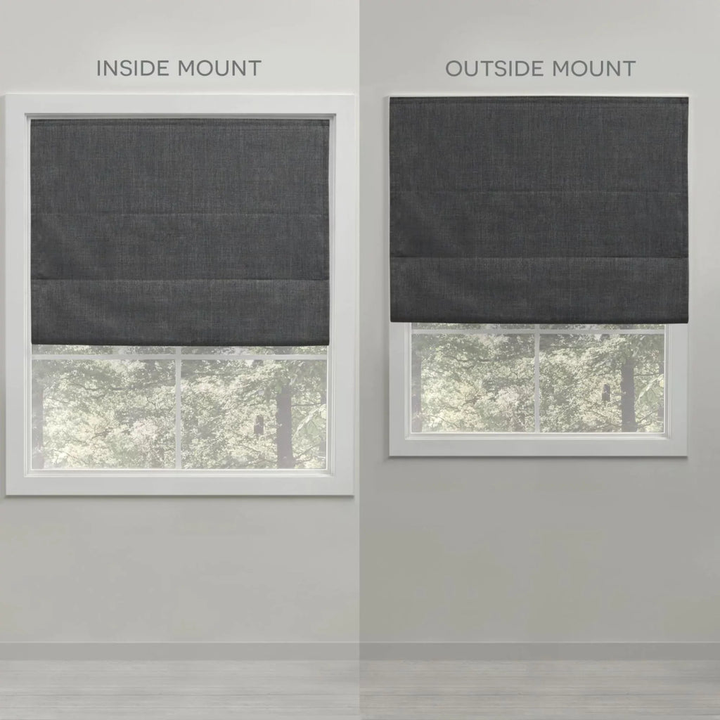 Exclusive Home Esme Total Blackout Roman Shade, 23"x64", Dark Grey