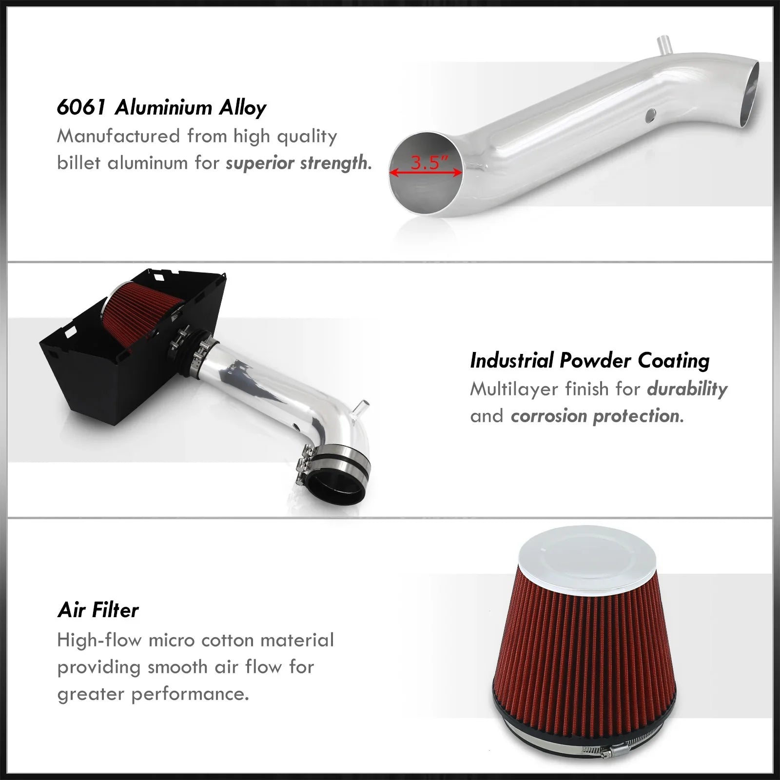 Distributors Cold Air Intake Induction System Polish Aluminum Pipe Heat Shield Compatible/Replacement For Dodge Ram 1500 2500 3500 4.7L 5.7L 2002 2003 2004 2005 2006 2007 2008 02 03 04 05 06 07 08