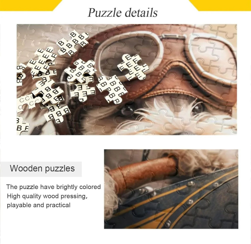 500  Pilot in Airplane Jigsaw Puzzle, Paper Wood Composite Material Zigsaw with Storage Bag, Puzzle for Adults, Fun Challenging Brain Exercise Family Game Gift for Kids Friends Parents