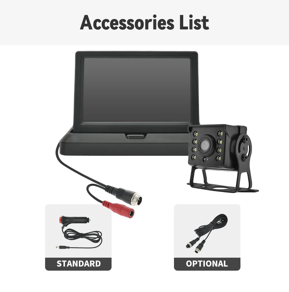 4.3in  Monitor Car Backup Reverse Camera Rear View Parking License Plate System