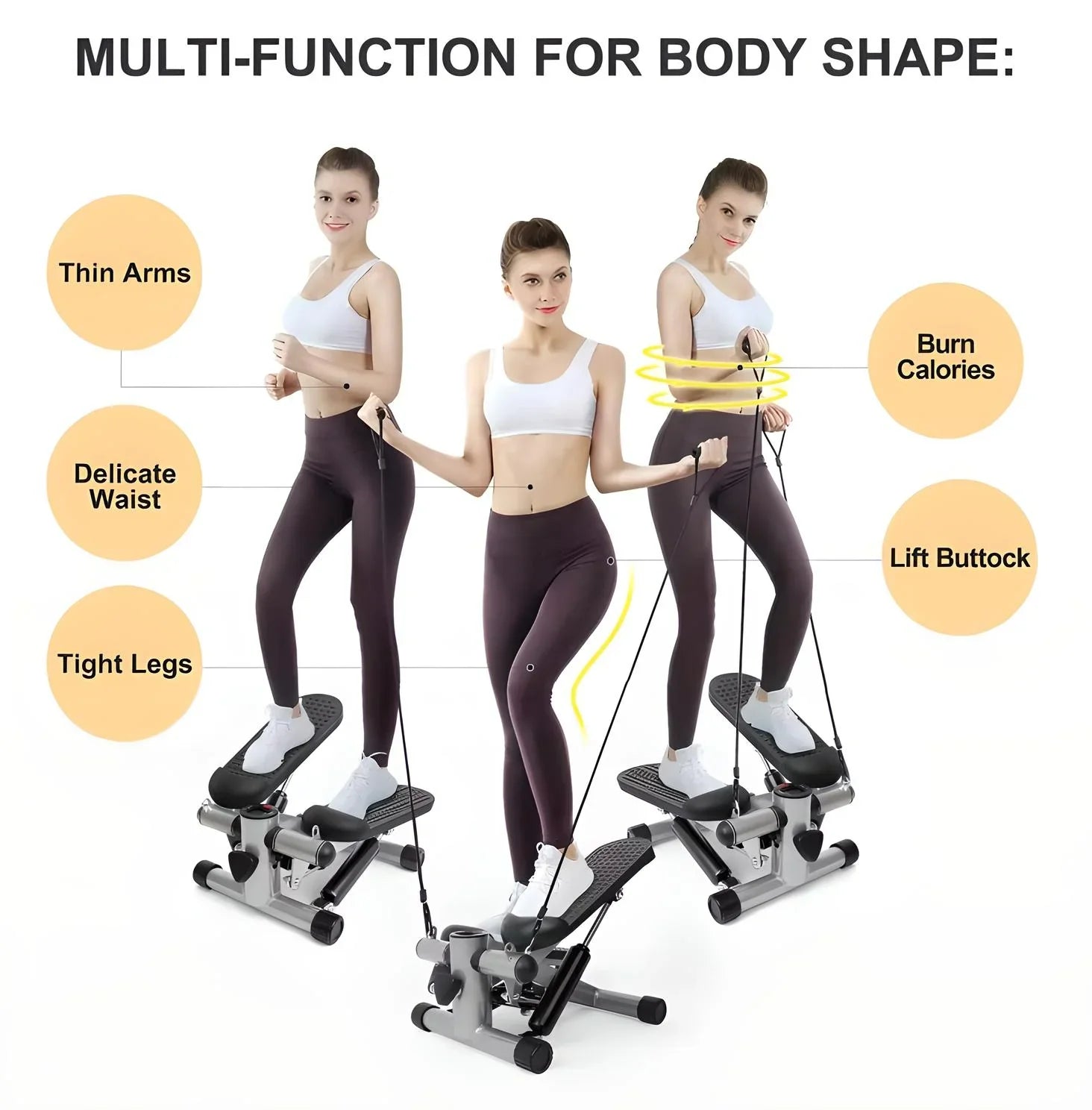 Steppers for Exercise at Home, Stair Stepper with Resistance Bands for Home Fitness, Mini Stepper with 331  Loading Capacity, Stepper Portable Home Workout Exercise Equipment