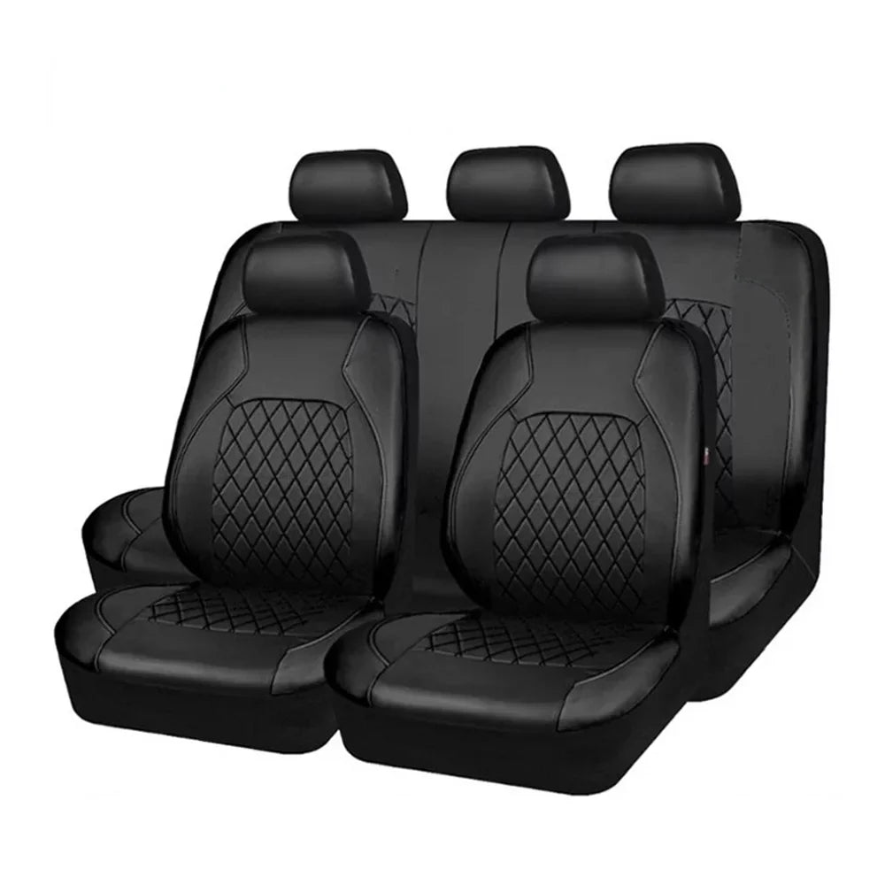 Andoe 9 Pcs Car Seat Cover, 5 Seats  Leather Universal Seat Cover Full Set Auto Interior Accessories for Auto Trucks Van